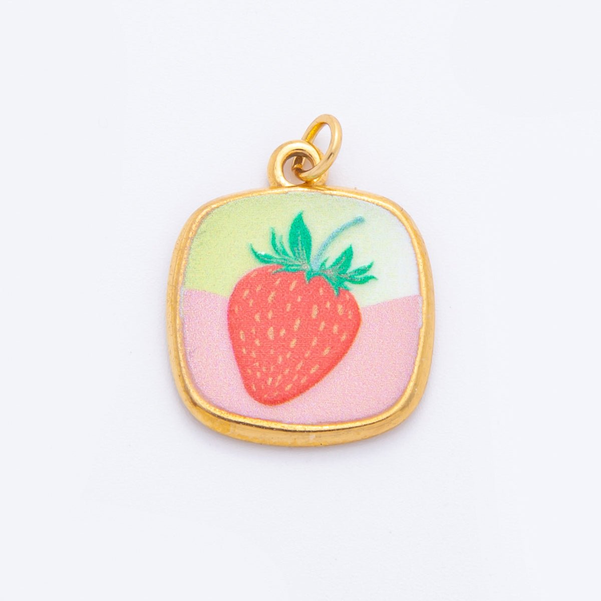 Gold Stainless Steel 24mm Hand - Painted Enamel Blueberry, Pear Fruit, & Mushroom Charm | J073 J161 J376 J084 J095 - DLUXCA