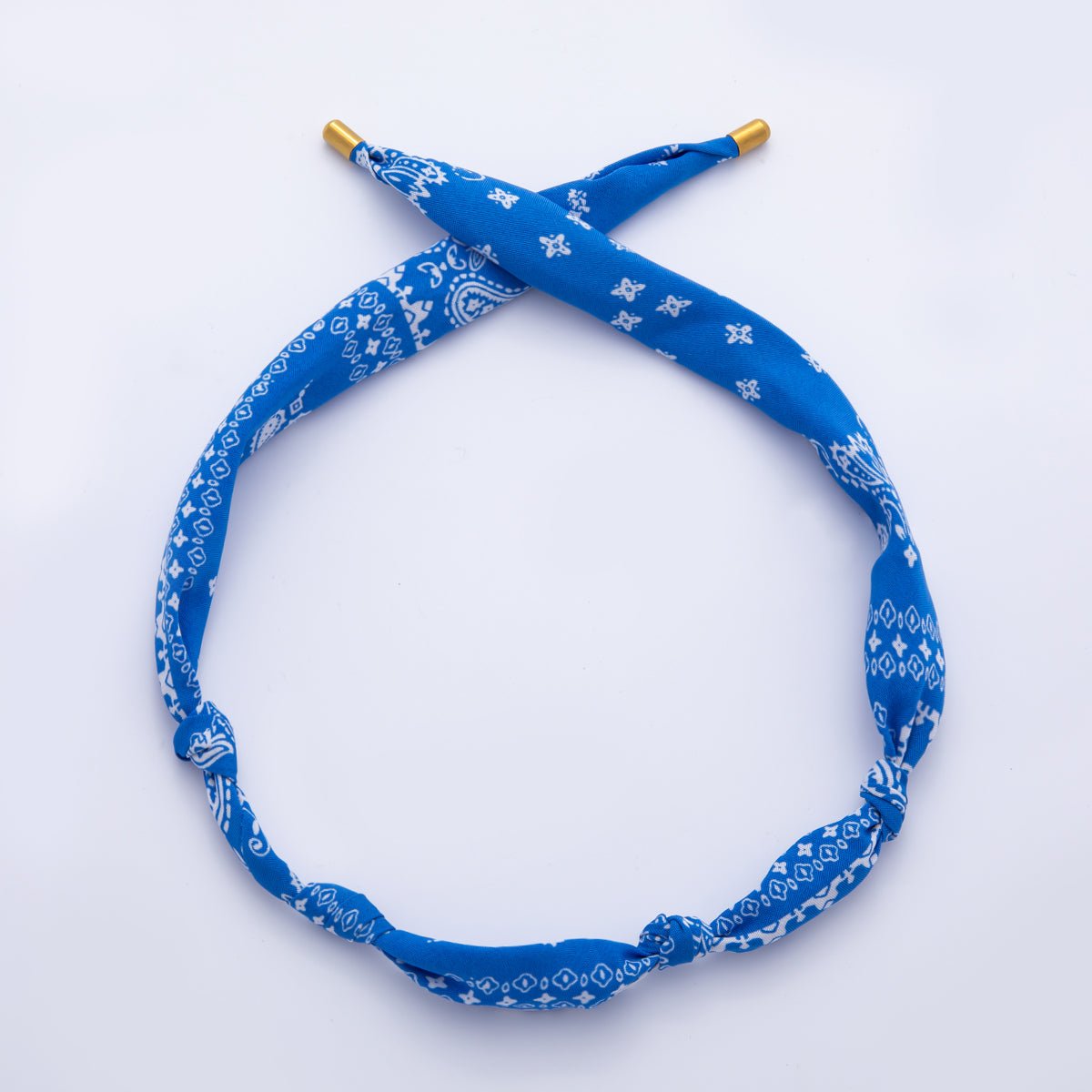 Gold Stainless Steel 25mm Red, Blue, Green Handmade Bandana Scarf Necklace | NC - 2028 ~ NC - 2032 - DLUXCA
