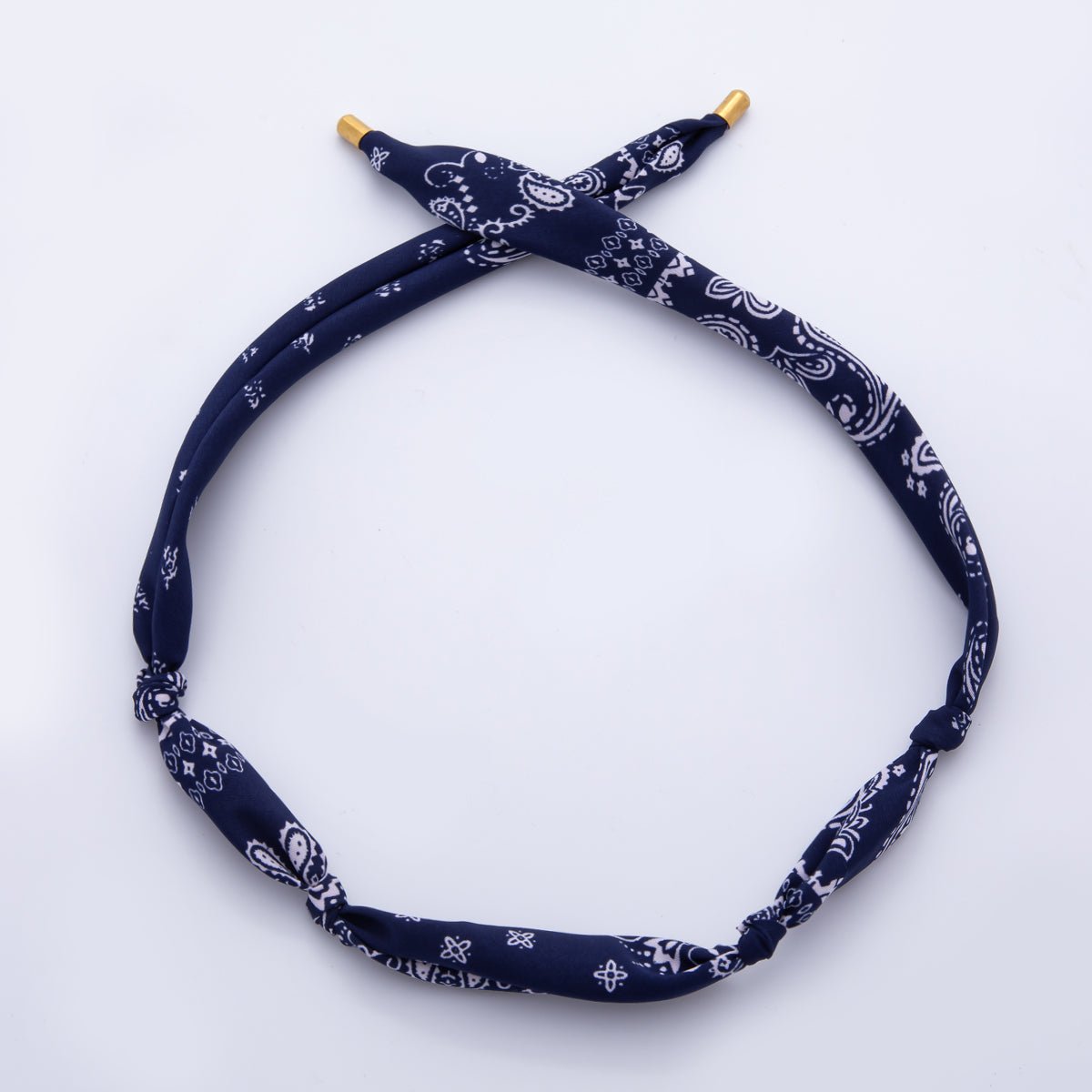 Gold Stainless Steel 25mm Red, Blue, Green Handmade Bandana Scarf Necklace | NC - 2028 ~ NC - 2032 - DLUXCA