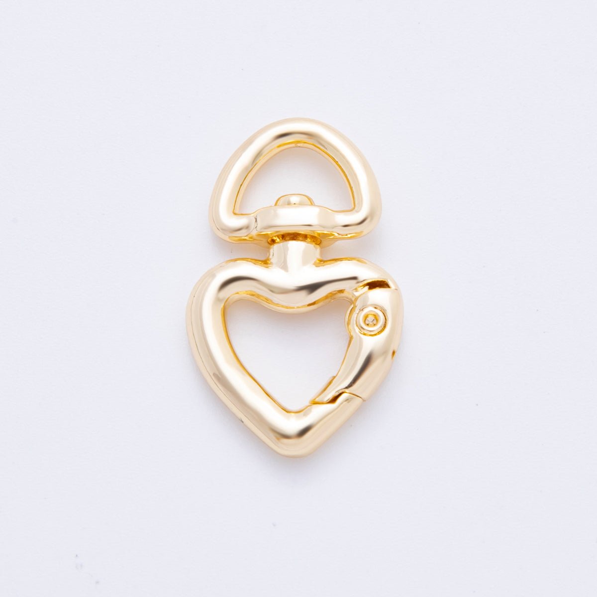 Gold Stainless Steel 26mm Double Heart - Shaped Swivel Link Clasp Charm Finding | Z - A1393 - DLUXCA