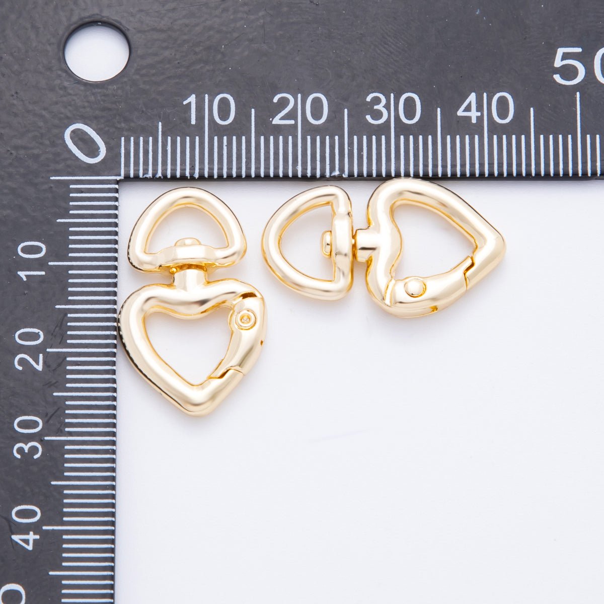 Gold Stainless Steel 26mm Double Heart - Shaped Swivel Link Clasp Charm Finding | Z - A1393 - DLUXCA