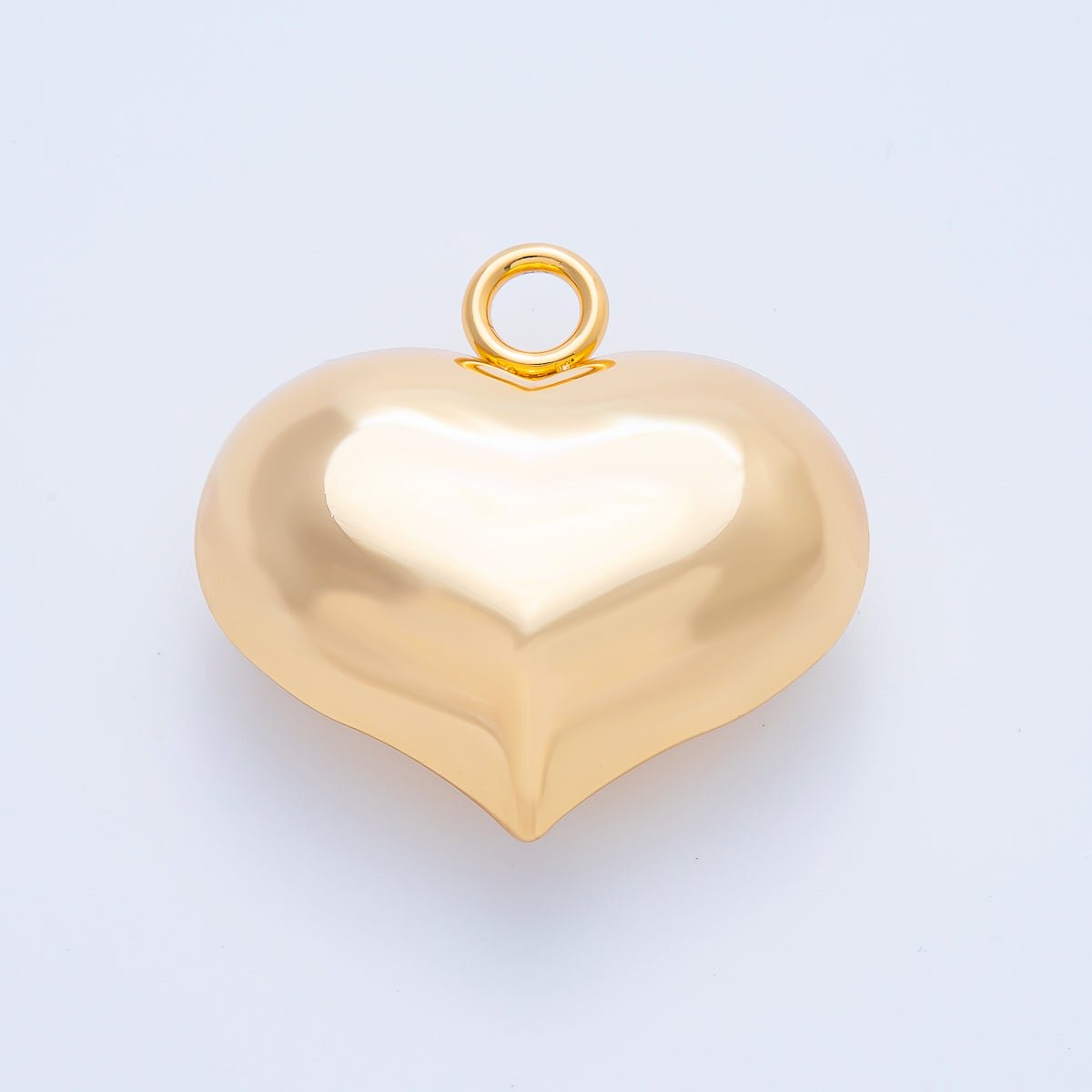 Gold Stainless Steel 45mm Puffy Polished Heart Charm | J859 - DLUXCA