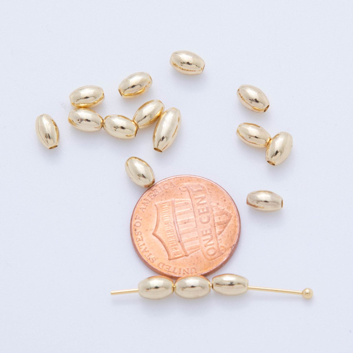 Gold Stainless Steel 6mm Rice - Shaped Tube Bead Spacer | AF - A1075 - DLUXCA