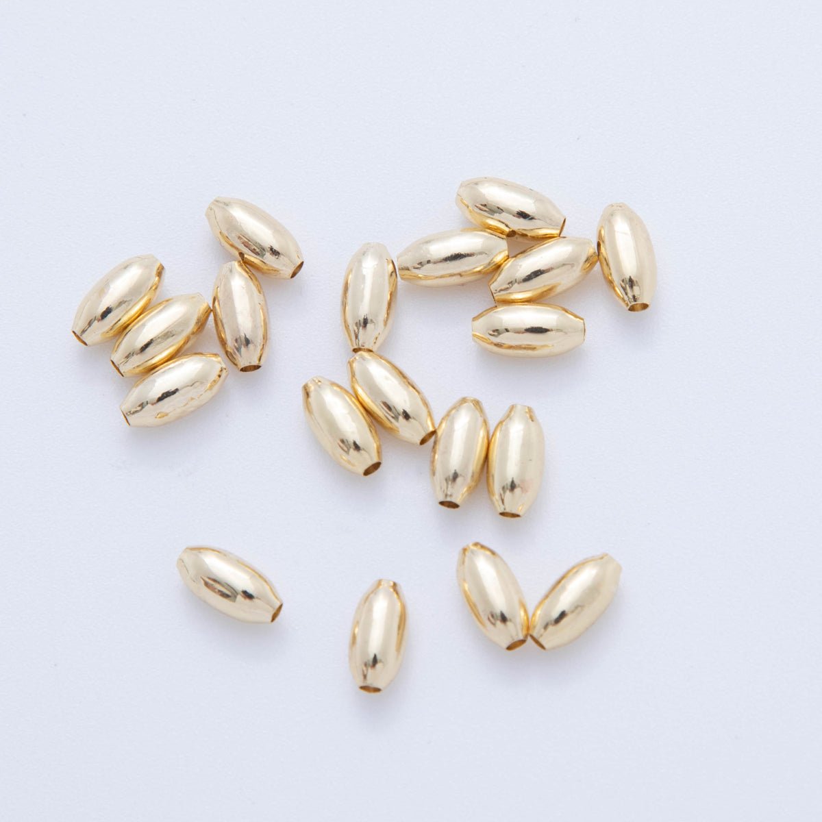 Gold Stainless Steel 8mm Rice - Shaped Tube Slider Bead Spacer | AF - A1065 - DLUXCA