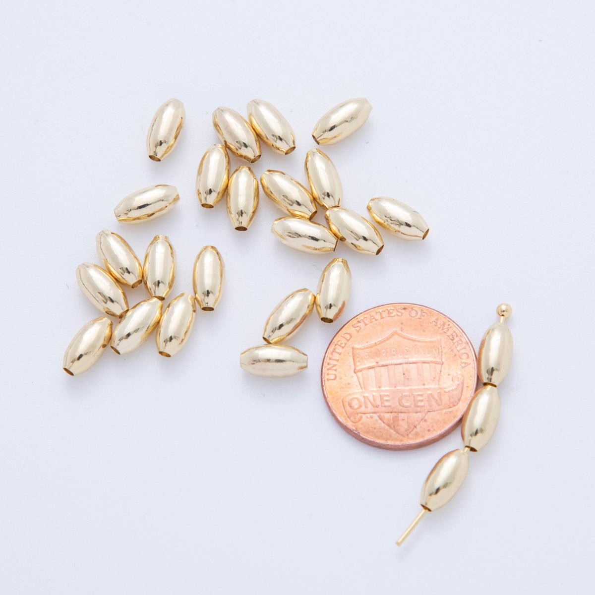 Gold Stainless Steel 8mm Rice - Shaped Tube Slider Bead Spacer | AF - A1065 - DLUXCA