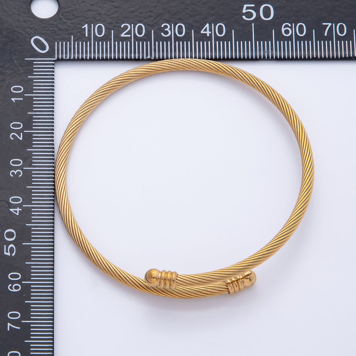 Gold Stainless Steel Basic Twisted Adjustable Bangle Bracelet | WA - 3798 - DLUXCA