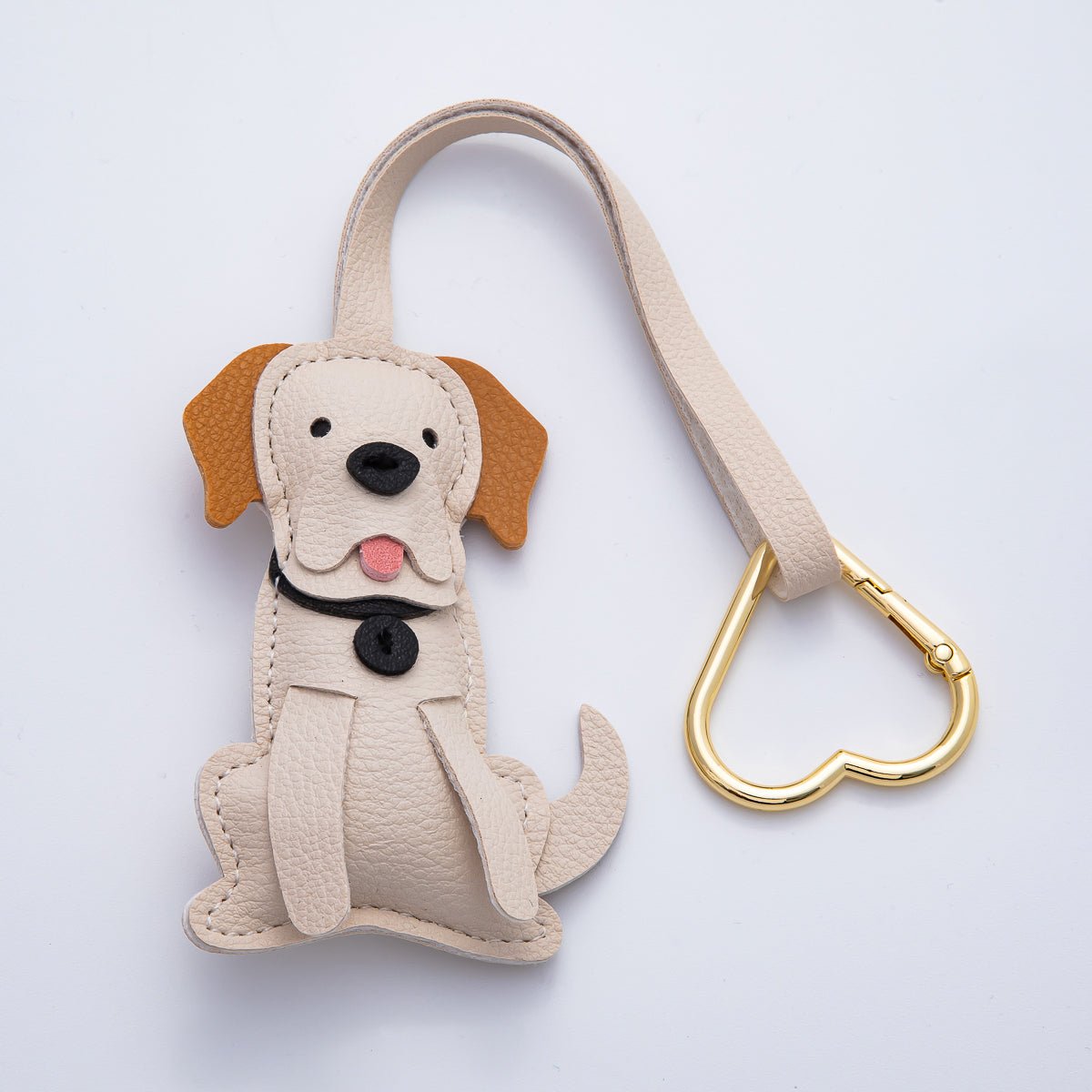 Gold Stainless Steel Handcrafted Leather Good Boy Cute Dog Drop Keychain Accessories | WB - 00139 - DLUXCA