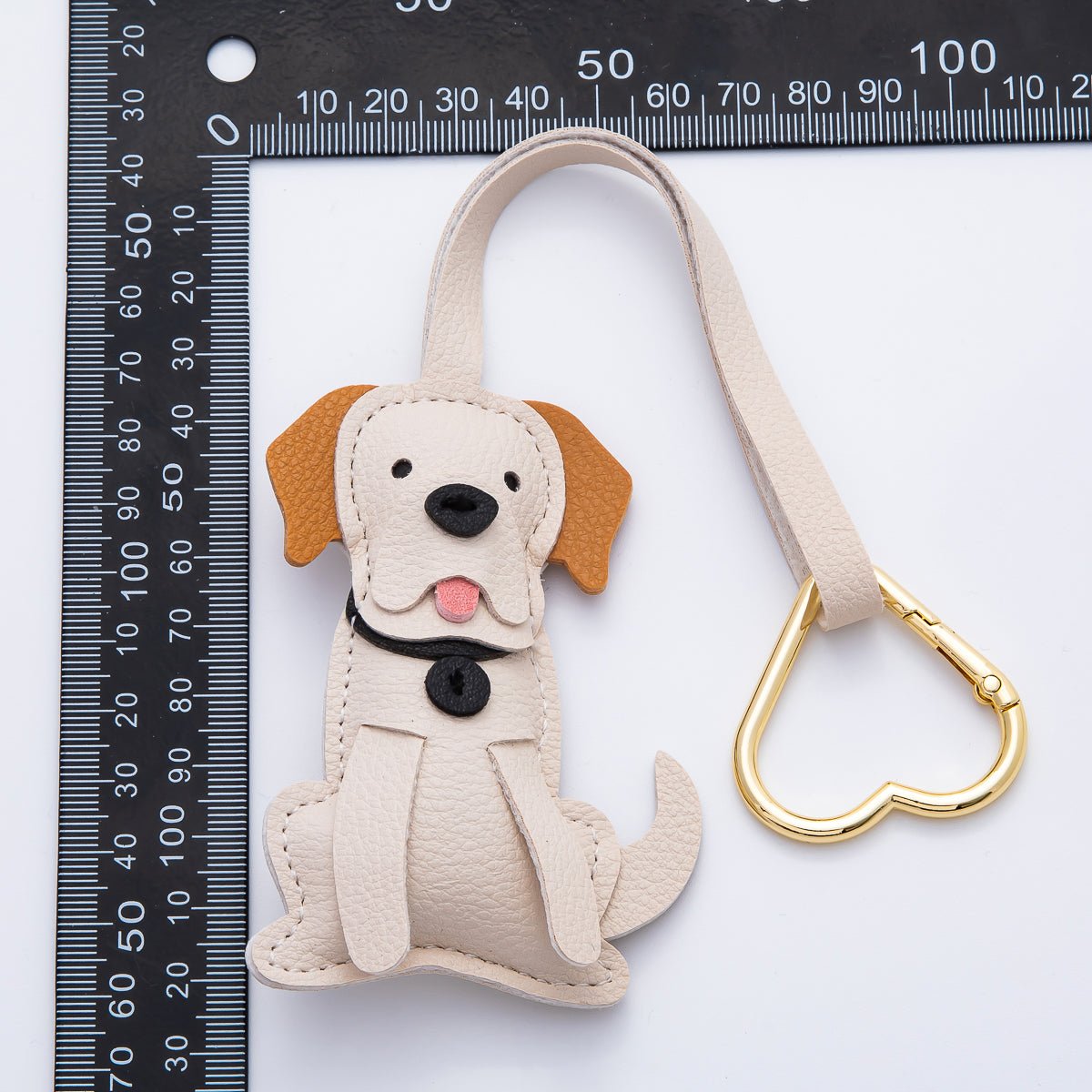 Gold Stainless Steel Handcrafted Leather Good Boy Cute Dog Drop Keychain Accessories | WB - 00139 - DLUXCA