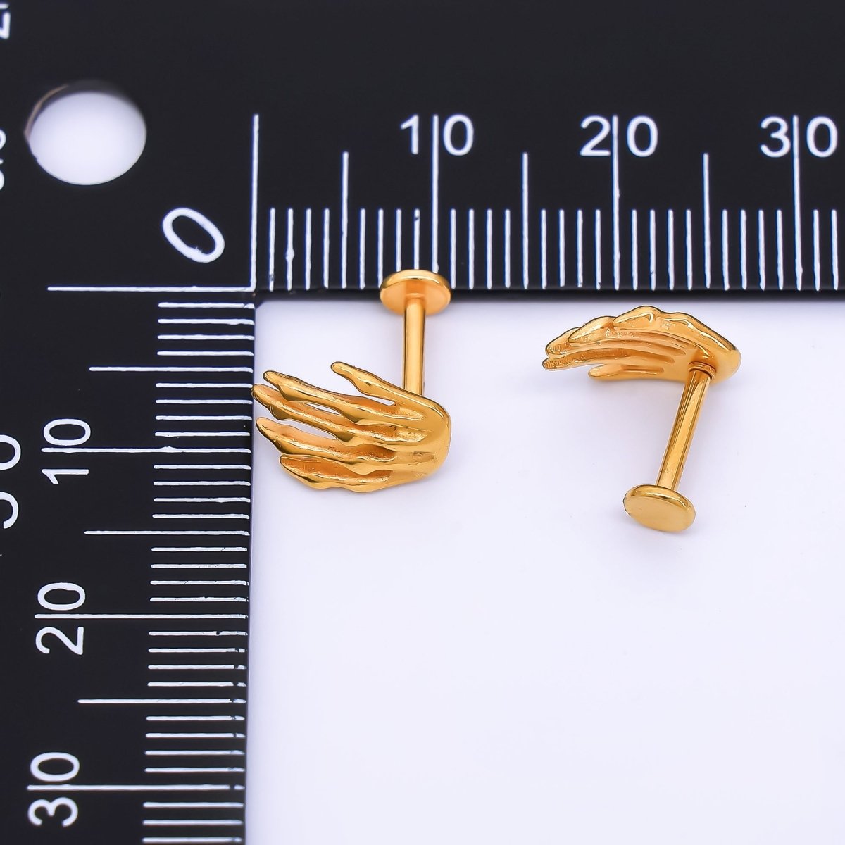 Gold Stainless Steel Skeleton Witch's Hands Stud Earrings | AB1584 - DLUXCA