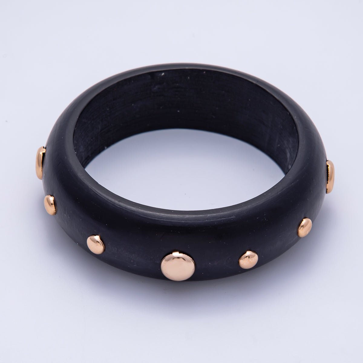 Gold Studded Wood Bangle Stackable Bracelet | WA - 04310 - DLUXCA
