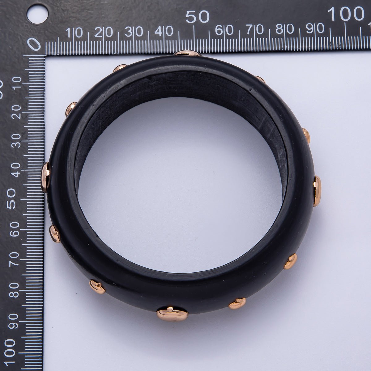 Gold Studded Wood Bangle Stackable Bracelet | WA - 04310 - DLUXCA