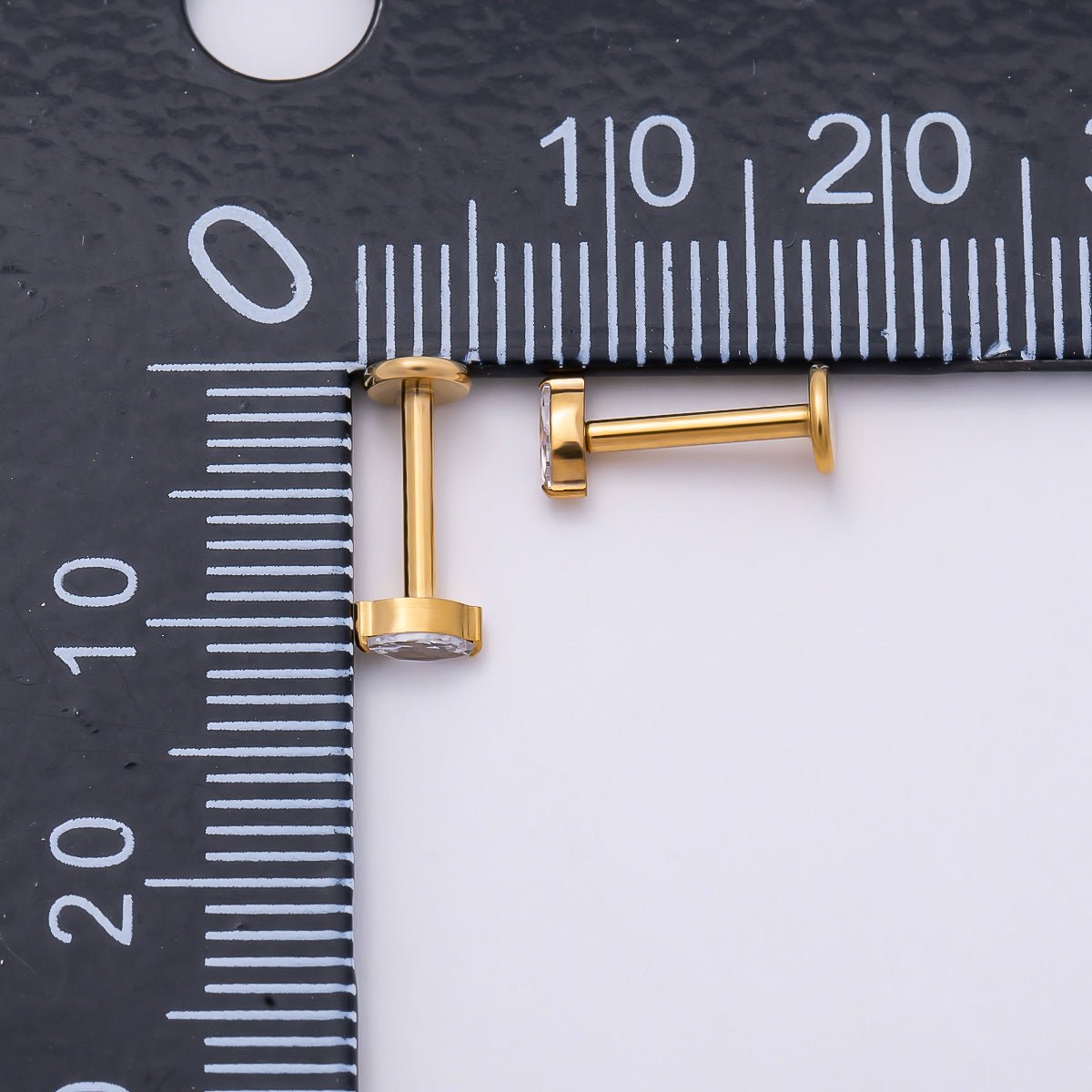 Gold Titanium 4.5mm Marquise CZ Cartilage Piercing Flat Back Stud | Findings-00403 - DLUXCA