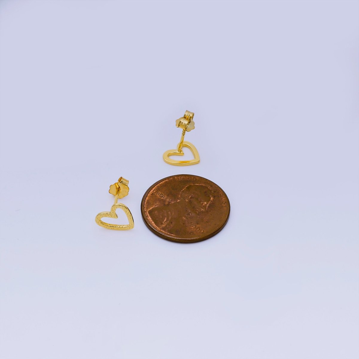 Gold Vermeil S925 Sterling Tiny Simple Heart of Love Stud Earrings | SL - 667 - DLUXCA