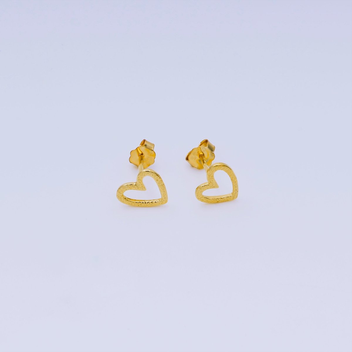 Gold Vermeil S925 Sterling Tiny Simple Heart of Love Stud Earrings | SL - 667 - DLUXCA