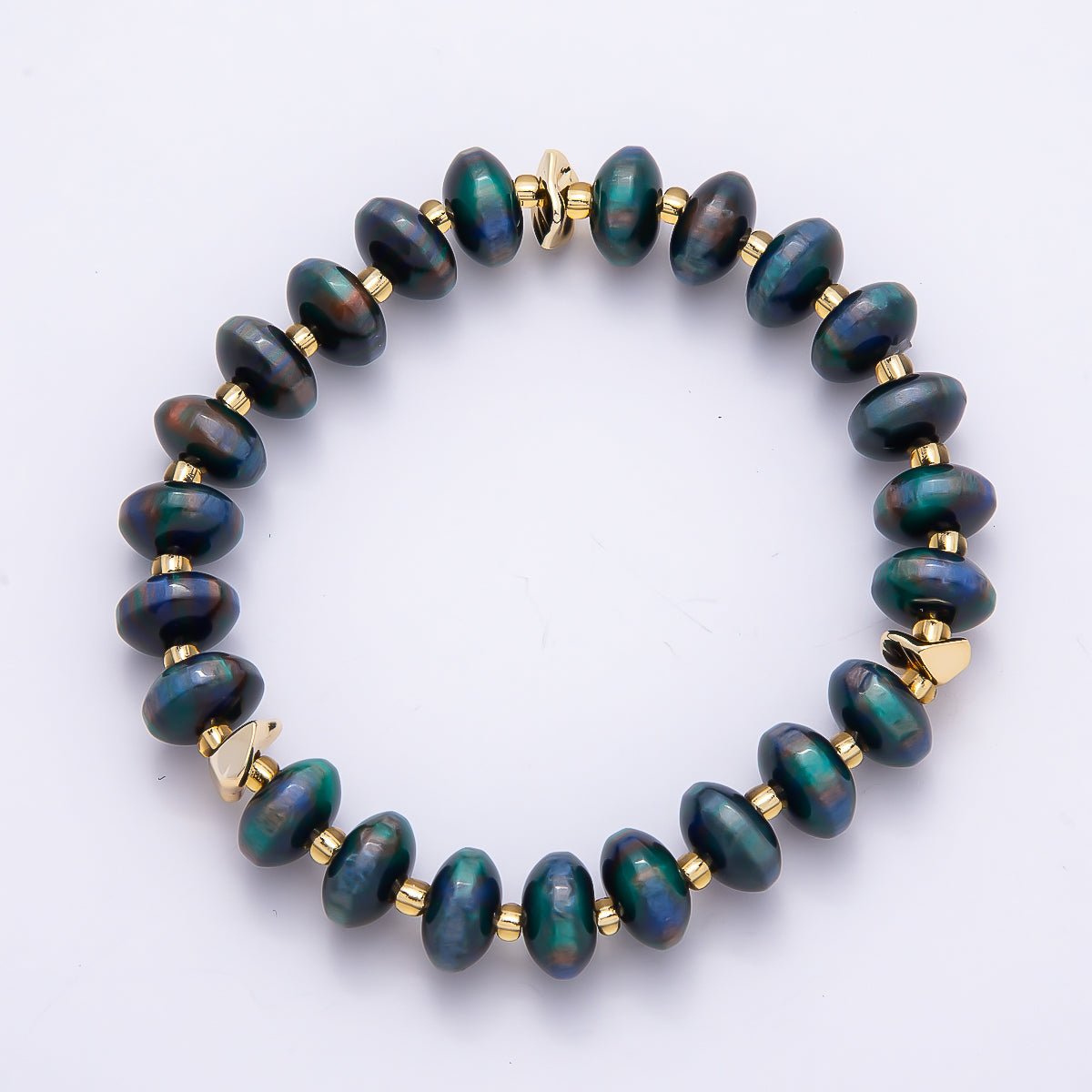 Handmade 10mm Rondelle Resin Bead 8 Inch Stretch Bracelet | WA-04619 ~ WA-04624 - DLUXCA