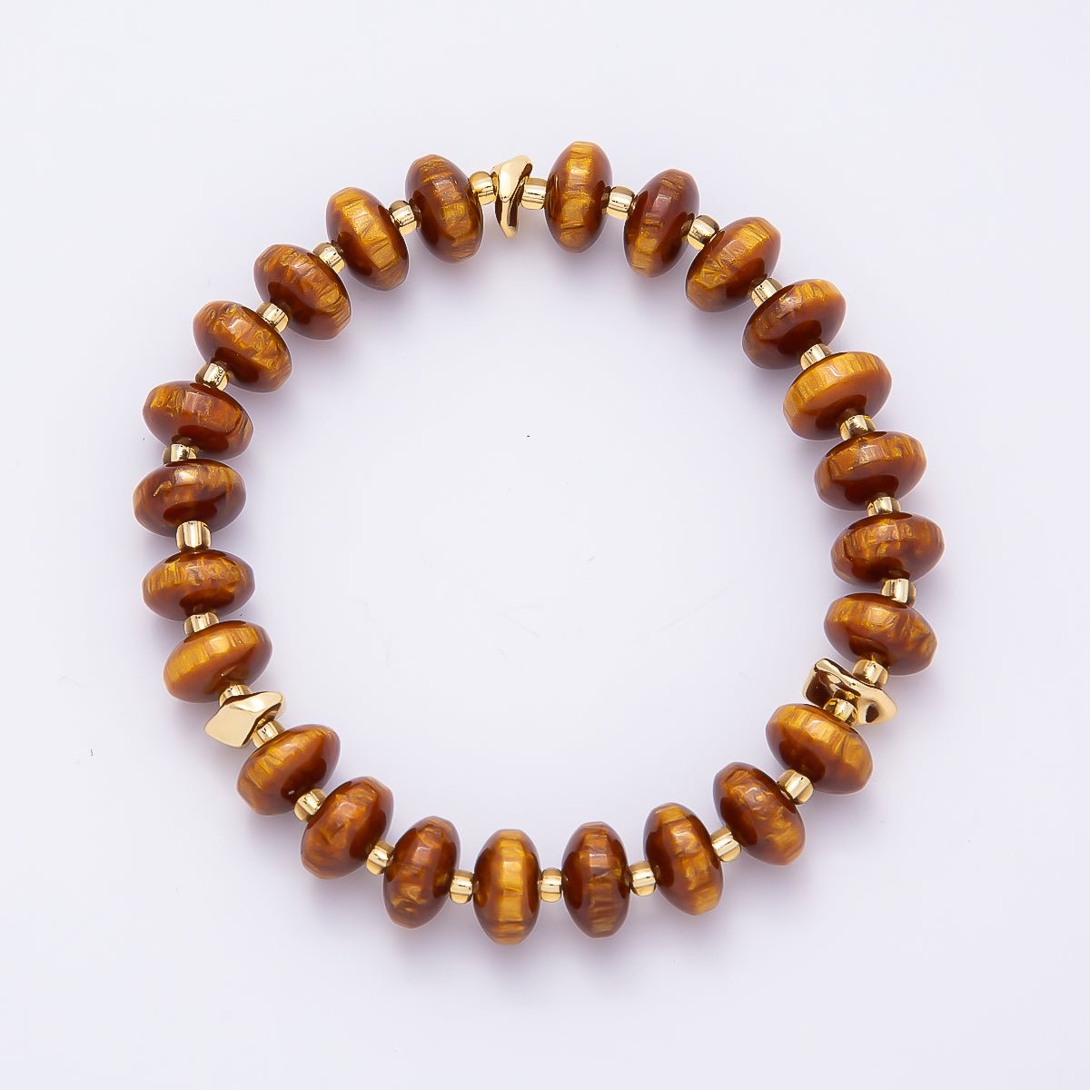 Handmade 10mm Rondelle Resin Bead 8 Inch Stretch Bracelet | WA-04619 ~ WA-04624 - DLUXCA