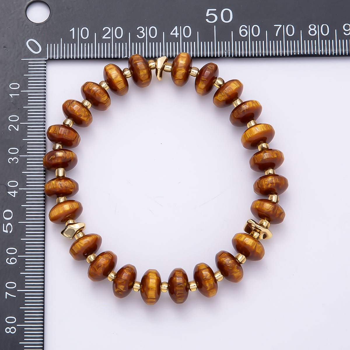 Handmade 10mm Rondelle Resin Bead 8 Inch Stretch Bracelet | WA-04619 ~ WA-04624 - DLUXCA