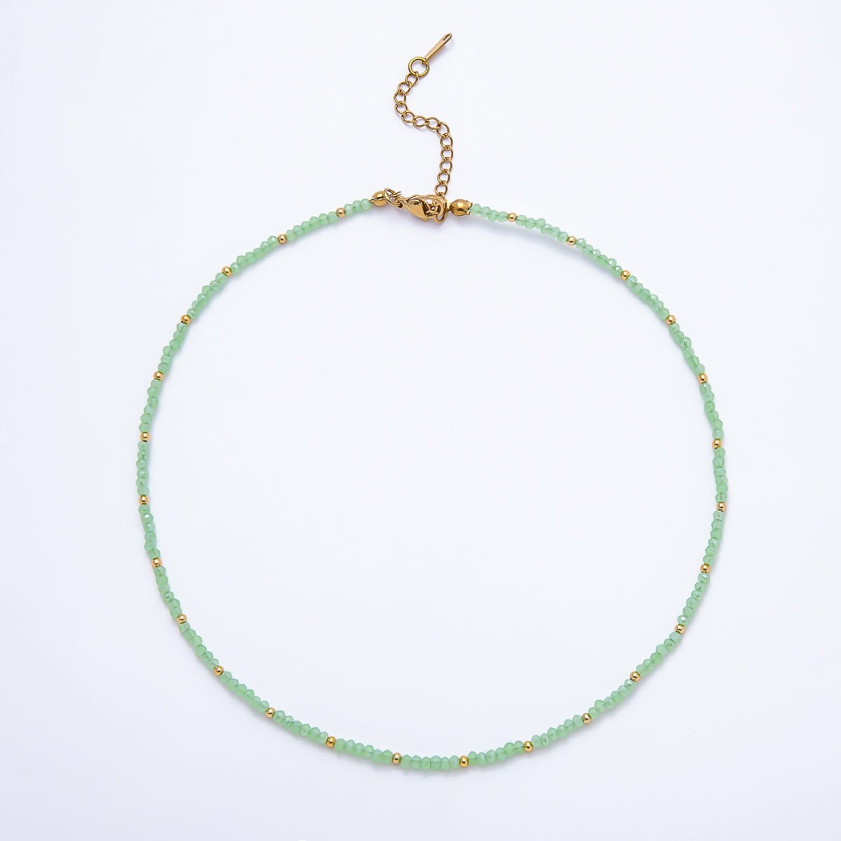 Handmade 2mm Blue, Clear, Light Blue, Green Multifaceted Crystal Gemstone Chain 16 Inch Necklace | WA-00562 WA-00582 WA-00654 WA-00660 - DLUXCA