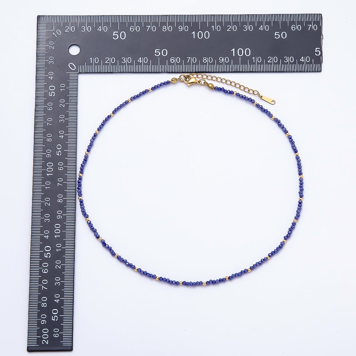 Handmade 2mm Blue, Clear, Light Blue, Green Multifaceted Crystal Gemstone Chain 16 Inch Necklace | WA-00562 WA-00582 WA-00654 WA-00660 - DLUXCA