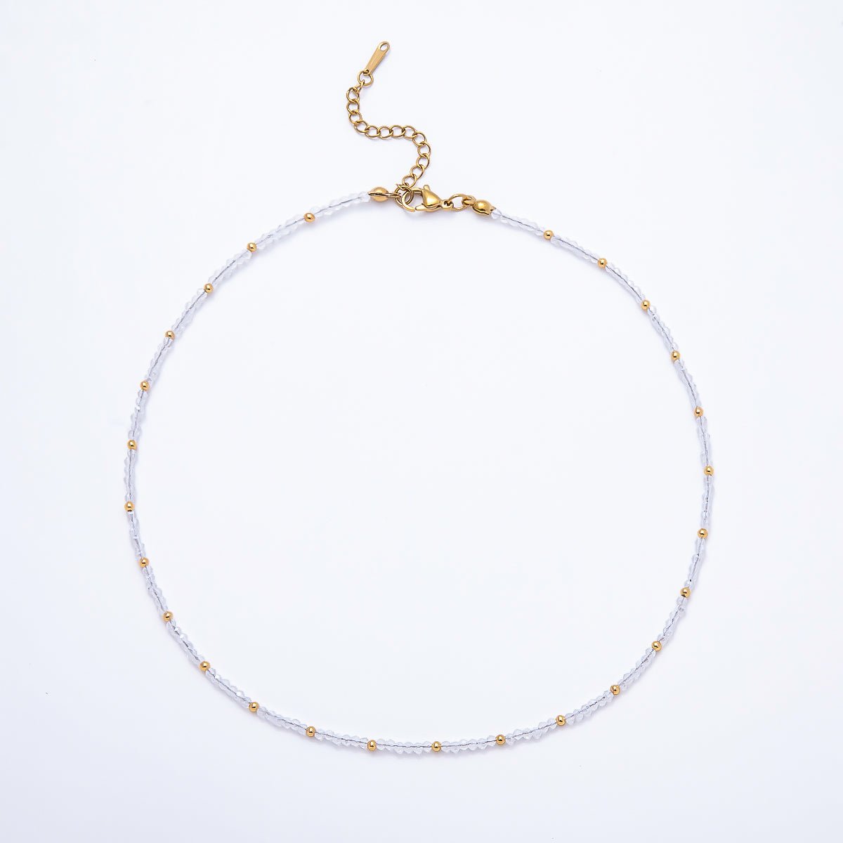 Handmade 2mm Blue, Clear, Light Blue, Green Multifaceted Crystal Gemstone Chain 16 Inch Necklace | WA-00562 WA-00582 WA-00654 WA-00660 - DLUXCA