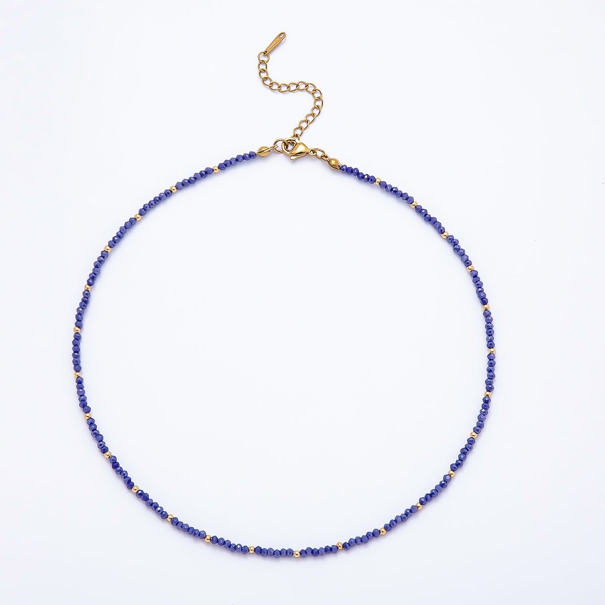 Handmade 2mm Blue, Clear, Light Blue, Green Multifaceted Crystal Gemstone Chain 16 Inch Necklace | WA-00562 WA-00582 WA-00654 WA-00660 - DLUXCA