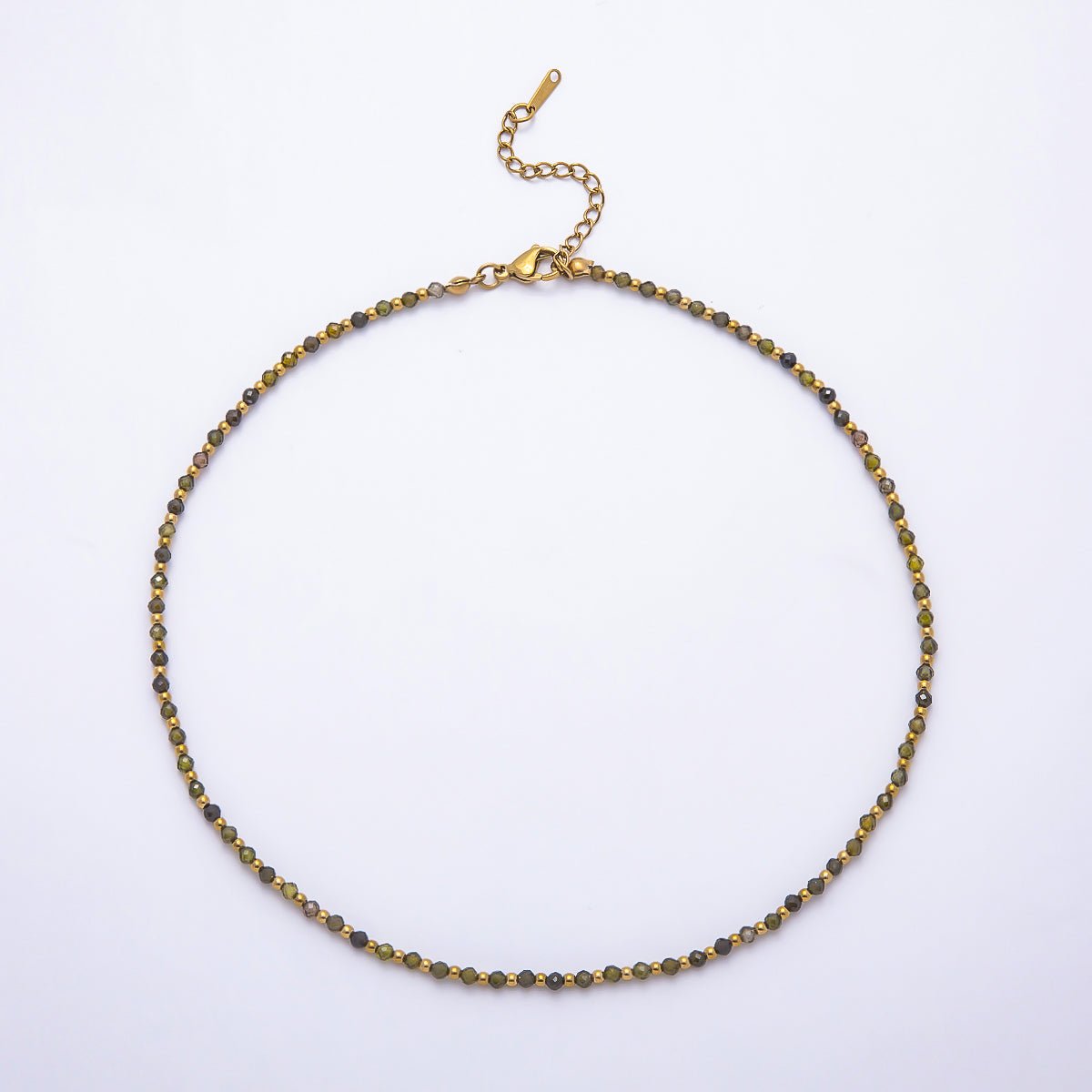 Handmade 3mm Red Carnelian, Purple Amethyst, Green Peridot Multifaceted Crystal Bead Gemstone Chain 16 Inch Necklace | WA-02285 ~ WA-02350 - DLUXCA