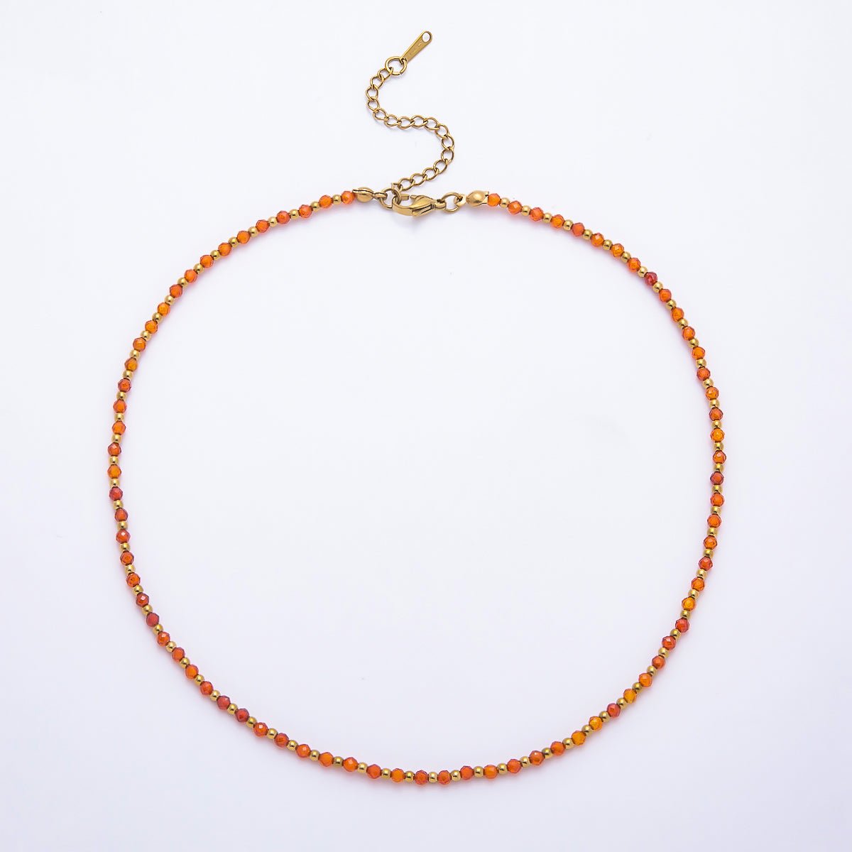 Handmade 3mm Red Carnelian, Purple Amethyst, Green Peridot Multifaceted Crystal Bead Gemstone Chain 16 Inch Necklace | WA-02285 ~ WA-02350 - DLUXCA