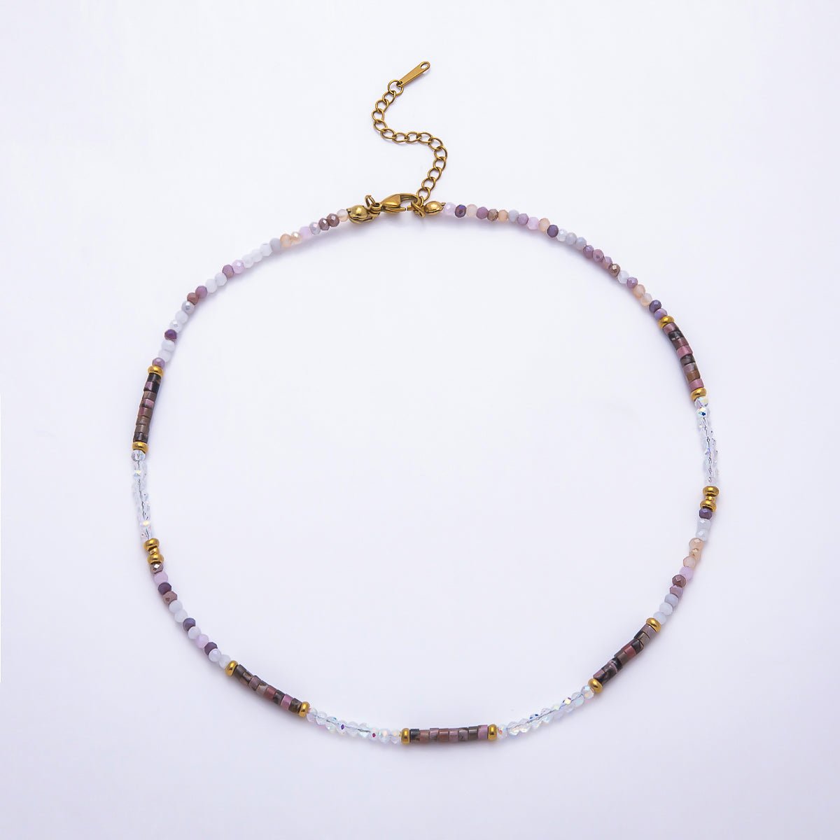 Handmade 4mm Multicolor Multifaceted Round Tube Gemstone Chain 16 Inch Necklace | WA-00095 ~ WA-00098 - DLUXCA