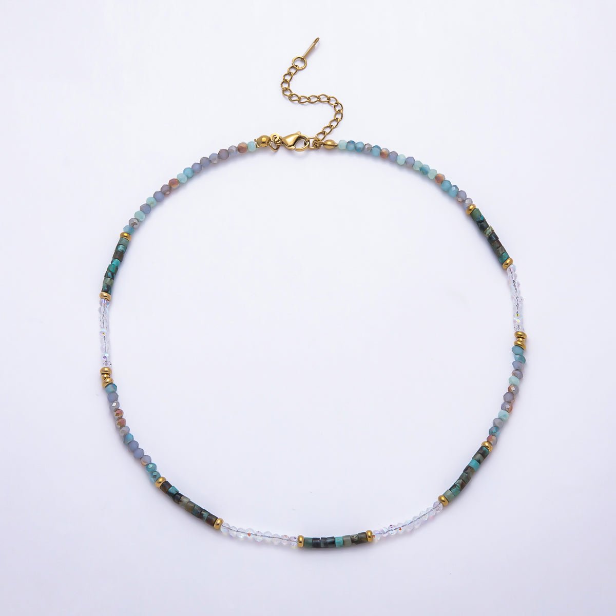 Handmade 4mm Multicolor Multifaceted Round Tube Gemstone Chain 16 Inch Necklace | WA-00095 ~ WA-00098 - DLUXCA