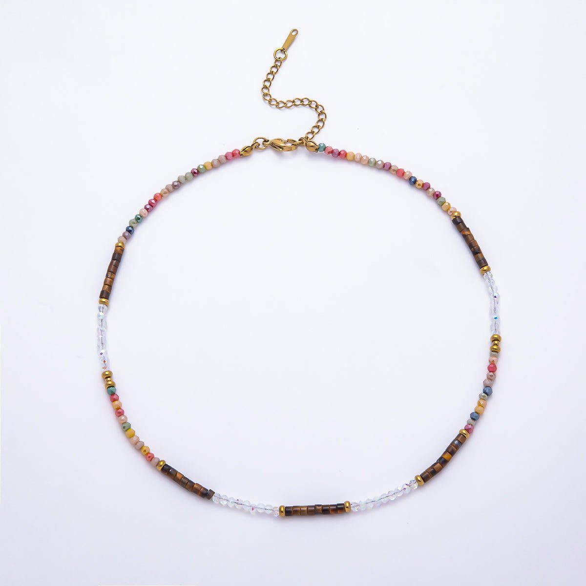 Handmade 4mm Multicolor Multifaceted Round Tube Gemstone Chain 16 Inch Necklace | WA-00095 ~ WA-00098 - DLUXCA