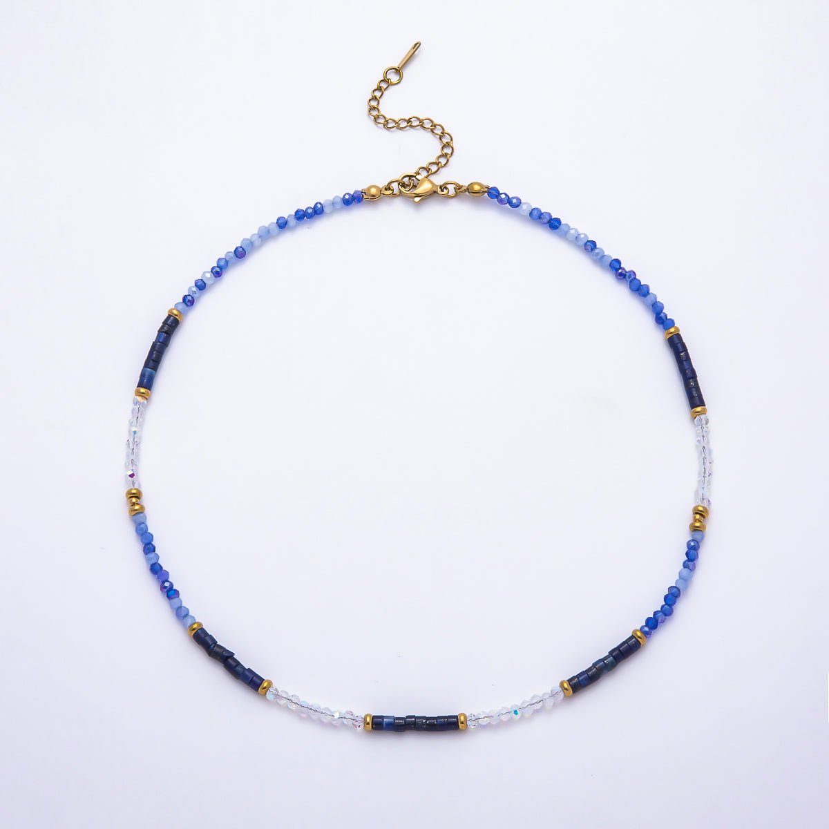 Handmade 4mm Multicolor Multifaceted Round Tube Gemstone Chain 16 Inch Necklace | WA-00095 ~ WA-00098 - DLUXCA