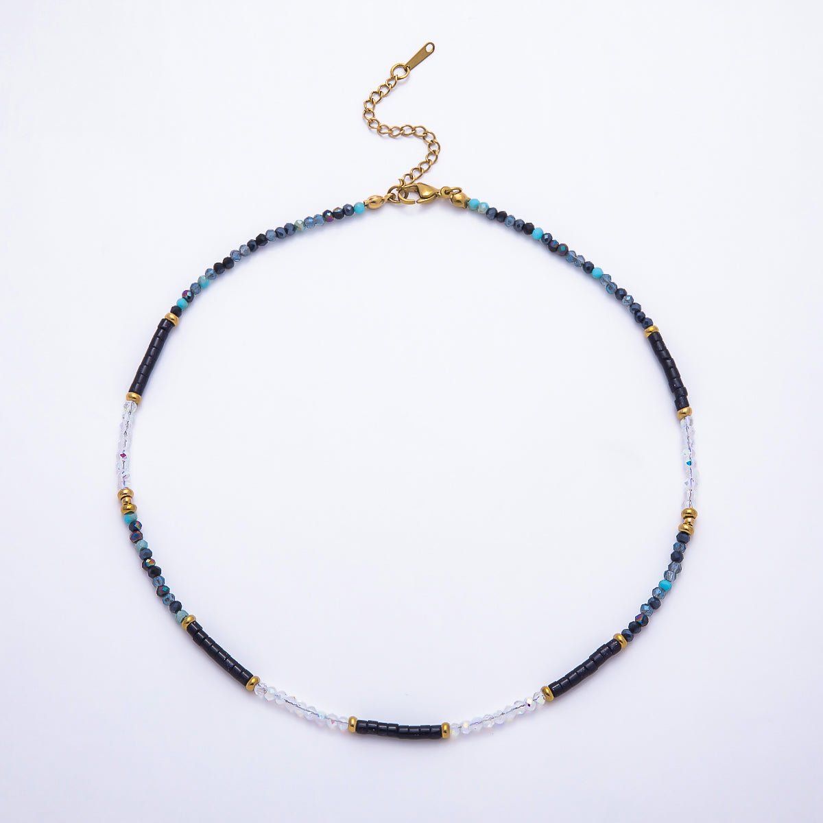 Handmade 4mm Multicolor Multifaceted Round Tube Gemstone Chain 16 Inch Necklace | WA-00095 ~ WA-00098 - DLUXCA