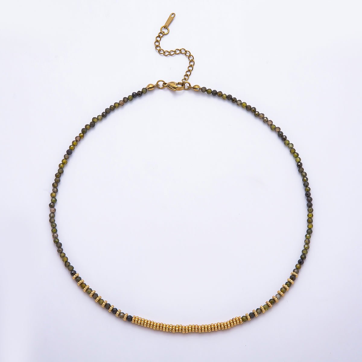 Handmade 4mm Turquoise, Garnet, Aventurine, Onyx, Peridot Multifaceted Gemstone Chain 16 Inch Necklace| WA-00115 - WA-00119 - DLUXCA