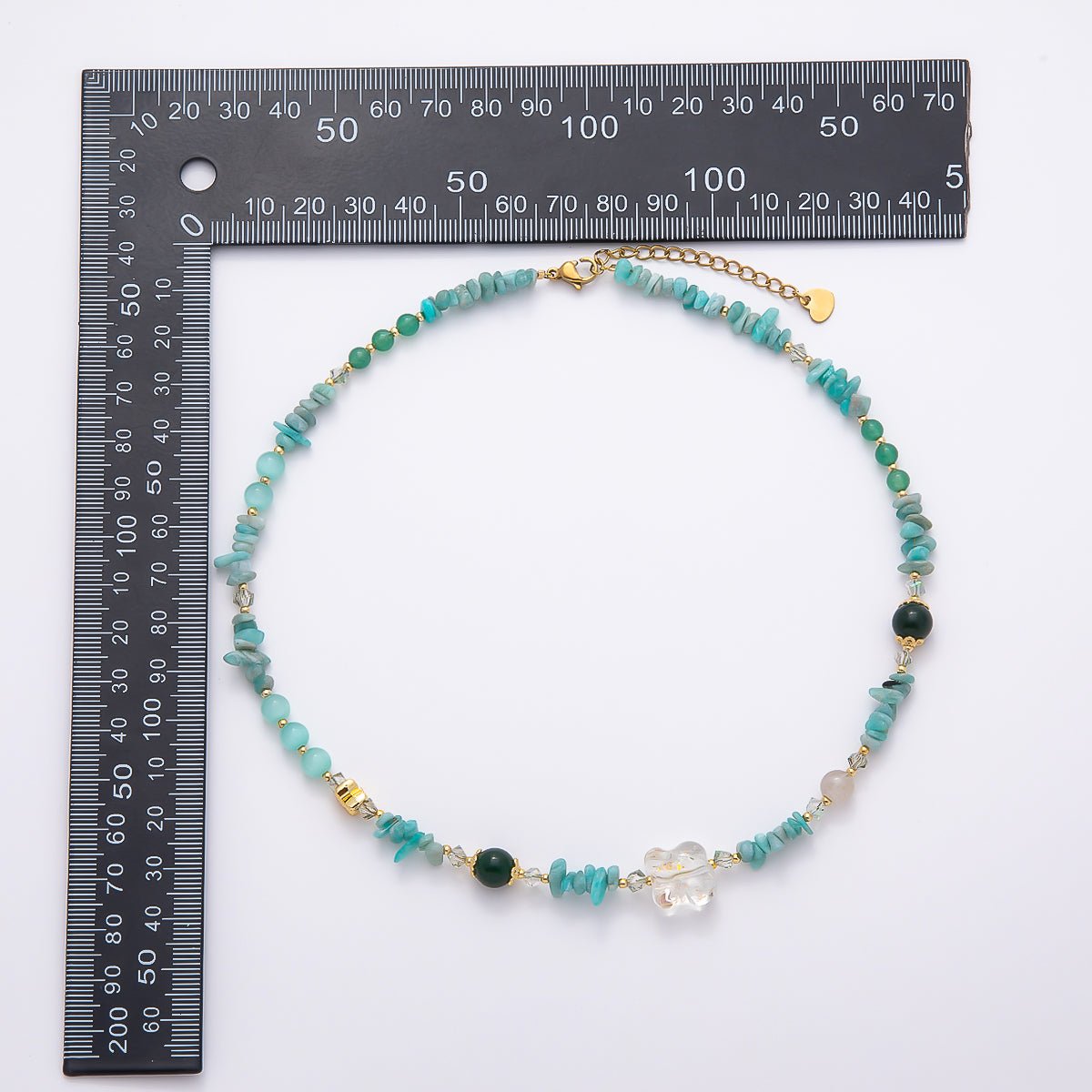 Handmade 5mm Blue Amazonite Multi Round Pebble Gemstone Chain 16 Inch Necklace | WA-04741 - DLUXCA