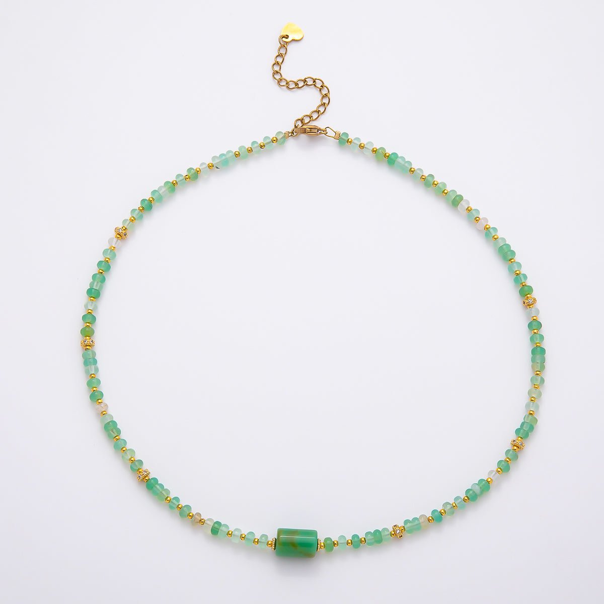 Handmade 5mm Green Prehnite Rondelle Bead Gemstone Chain 16 Inch Necklace | WA-04739 - DLUXCA