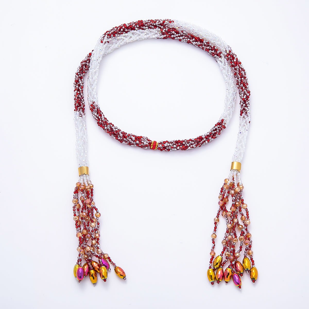 Handmade 7mm Multi Layer Fringe Knot Lariat Multifaceted Crystal Gemstone Chain 36 Inch Necklace | WA-01145 ~ WA-01307 - DLUXCA
