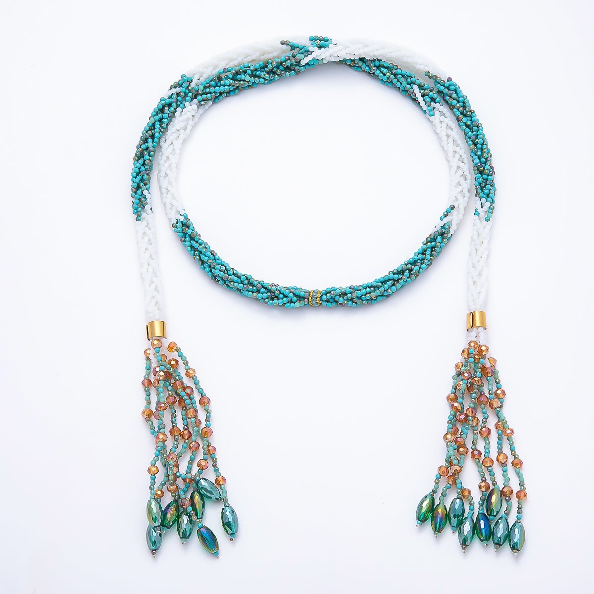 Handmade 7mm Multi Layer Fringe Knot Lariat Multifaceted Crystal Gemstone Chain 36 Inch Necklace | WA-01145 ~ WA-01307 - DLUXCA