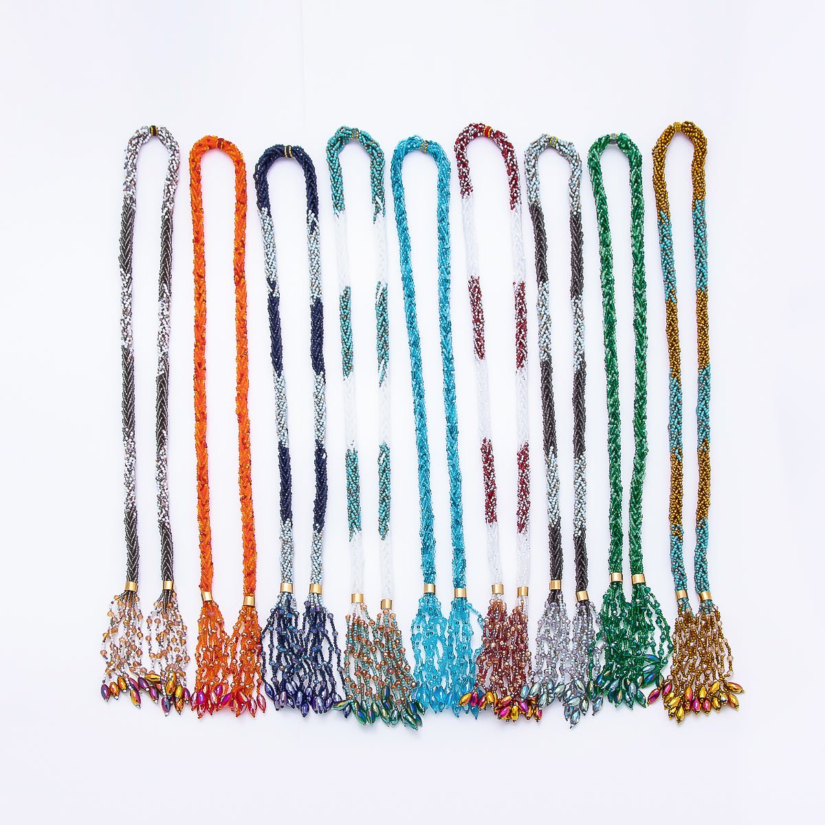 Handmade 7mm Multi Layer Fringe Knot Lariat Multifaceted Crystal Gemstone Chain 36 Inch Necklace | WA-01145 ~ WA-01307 - DLUXCA