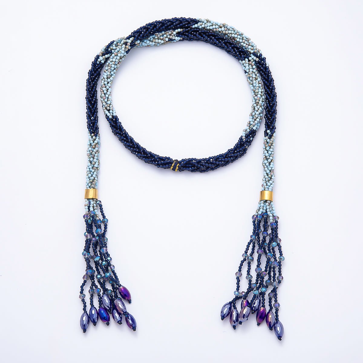 Handmade 7mm Multi Layer Fringe Knot Lariat Multifaceted Crystal Gemstone Chain 36 Inch Necklace | WA-01145 ~ WA-01307 - DLUXCA