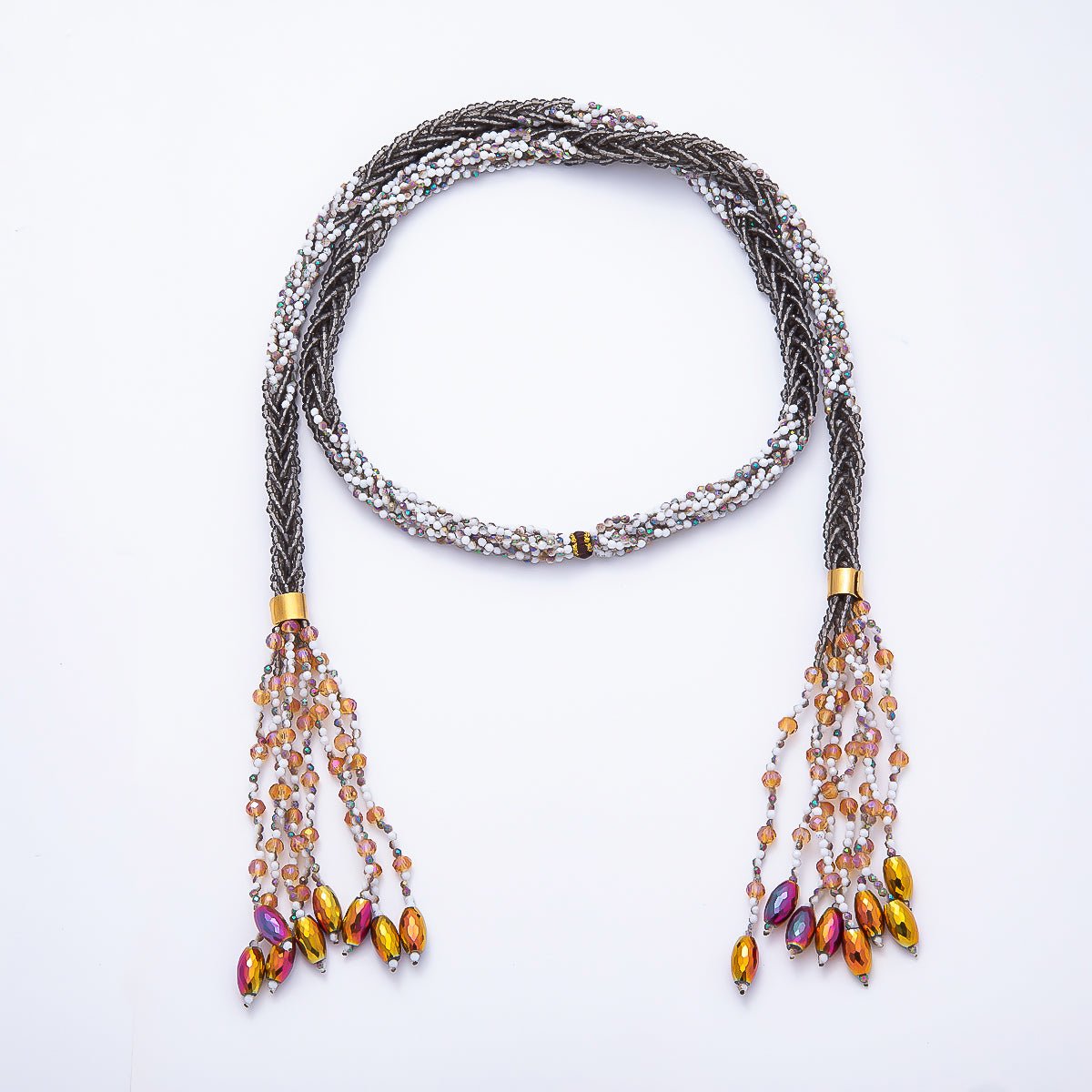 Handmade 7mm Multi Layer Fringe Knot Lariat Multifaceted Crystal Gemstone Chain 36 Inch Necklace | WA-01145 ~ WA-01307 - DLUXCA