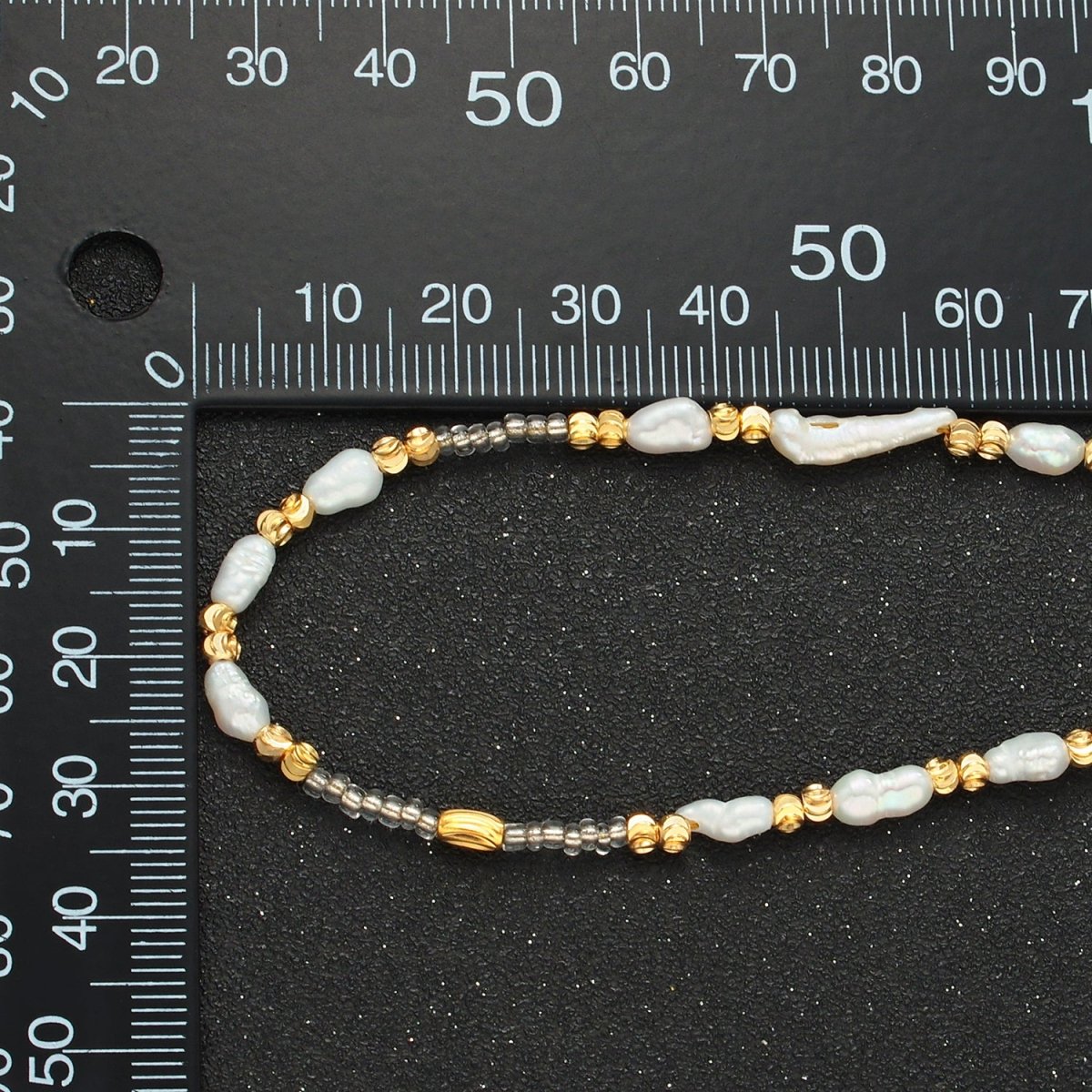 Handmade Bead Chain Necklace with Mother of Pearl 15.55 Inch with Extender | WA2586 - DLUXCA