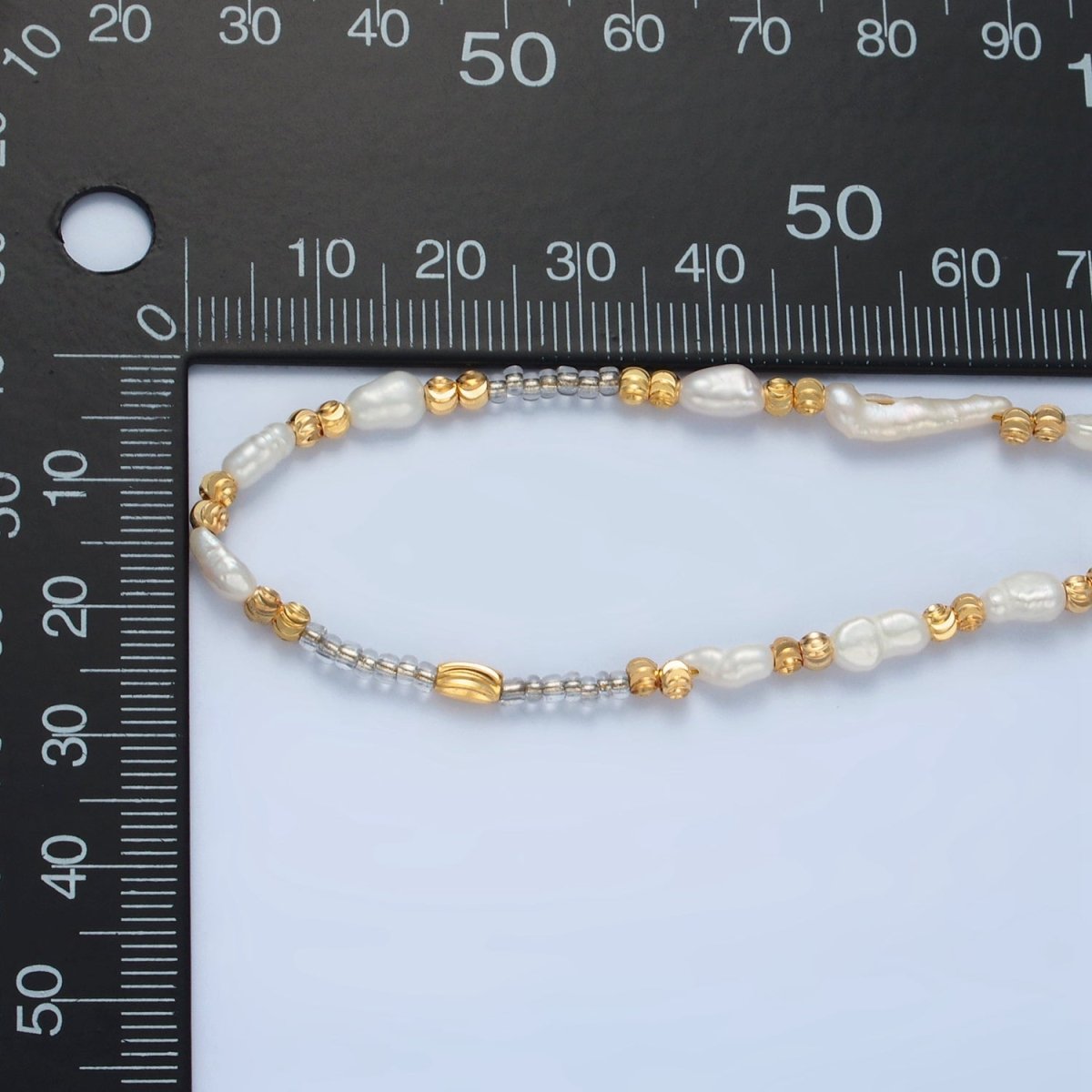 Handmade Bead Chain Necklace with Mother of Pearl 15.55 Inch with Extender | WA2586 - DLUXCA