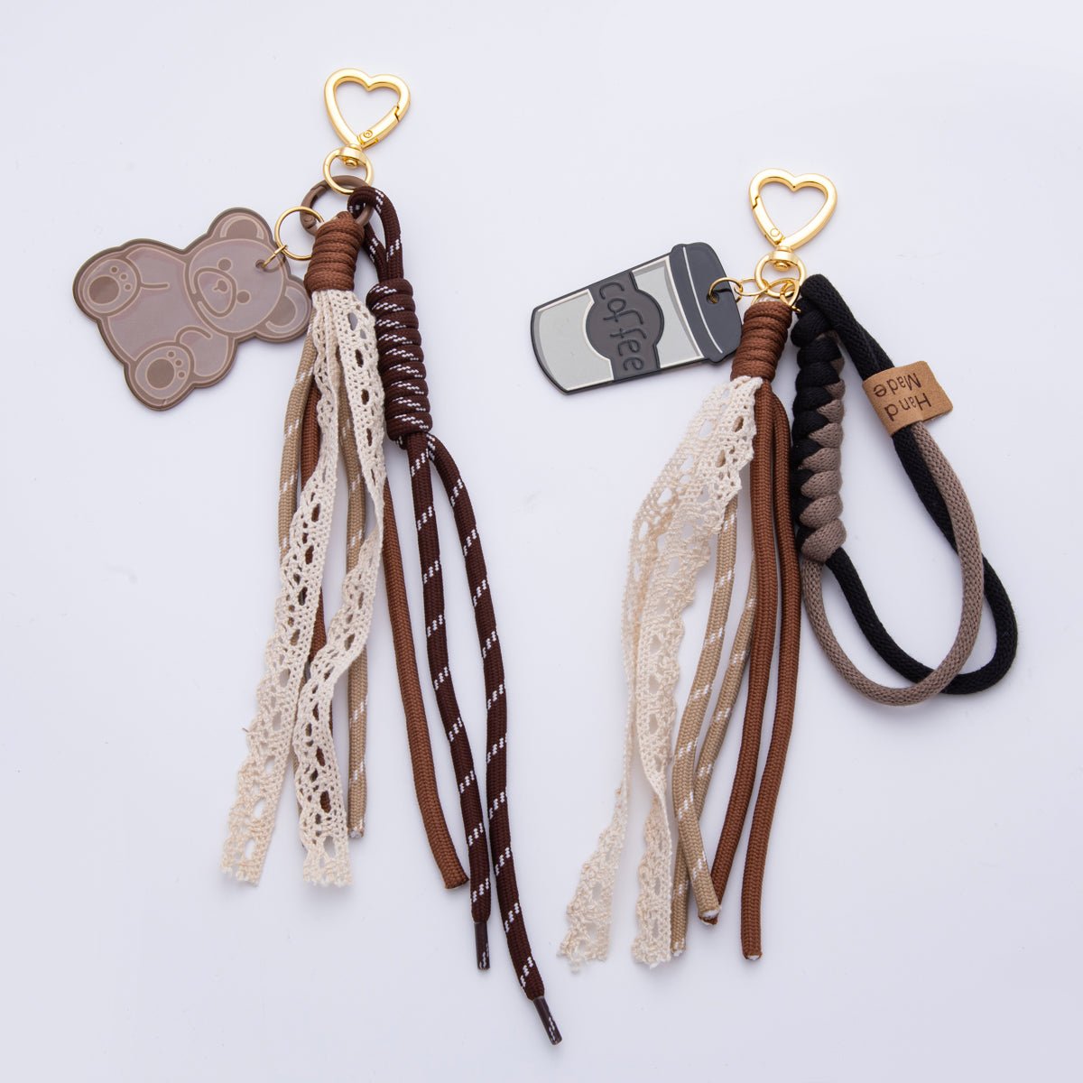 Handmade Brown Bear Cup Coffee Keychain Purse Bag Backpack Charm Accessory WB - 00087 - DLUXCA