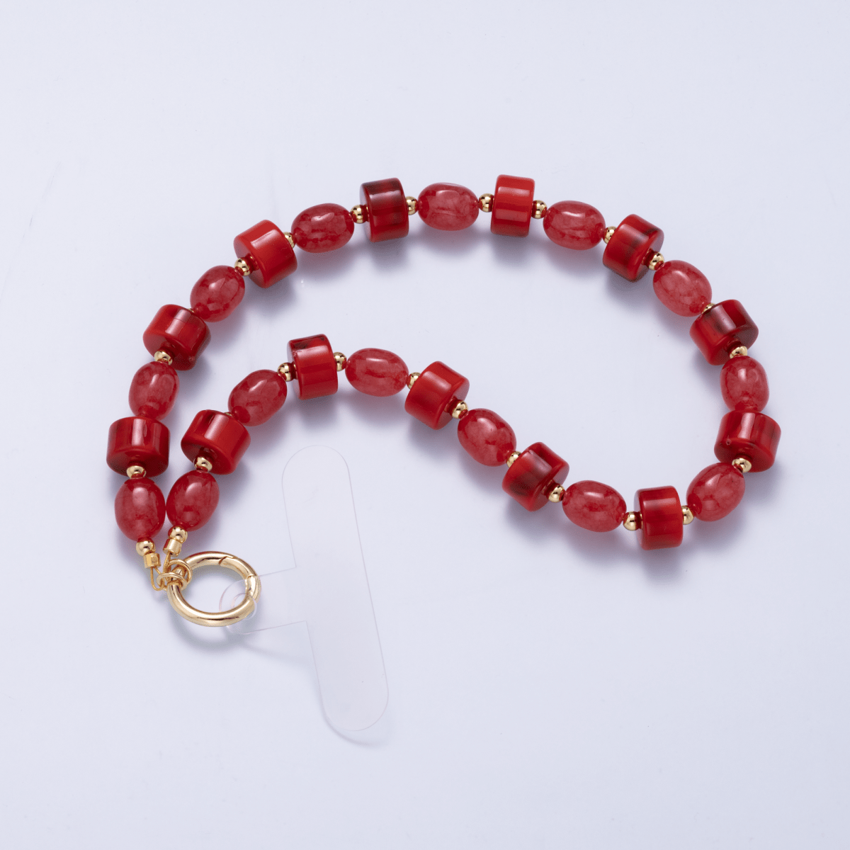 Handmade Green, Red, Pink, Grey, Blue, Peach Rondelle Gemstone Phone Strap Wristlet | WB-00342 ~ WB-00349 - DLUXCA