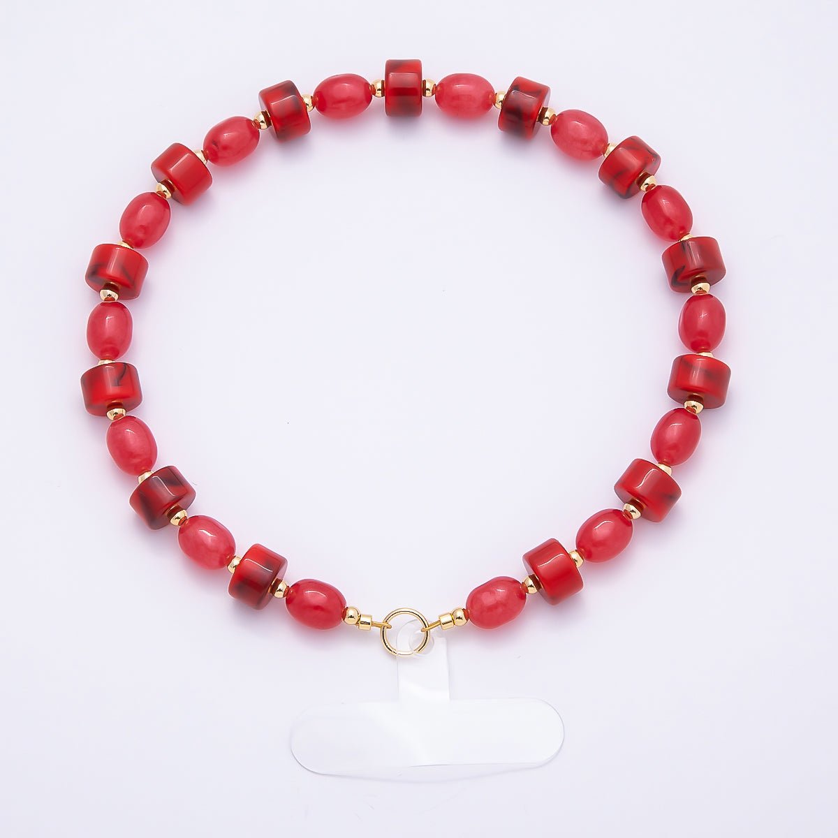 Handmade Green, Red, Pink, Grey, Blue Rondelle Gemstone Phone Lanyard Wristlet | WB - 00332 ~ WB - 00340 - DLUXCA