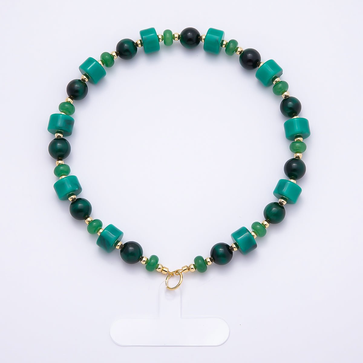 Handmade Green, Red, Pink, Grey, Blue Rondelle Gemstone Phone Lanyard Wristlet | WB - 00332 ~ WB - 00340 - DLUXCA