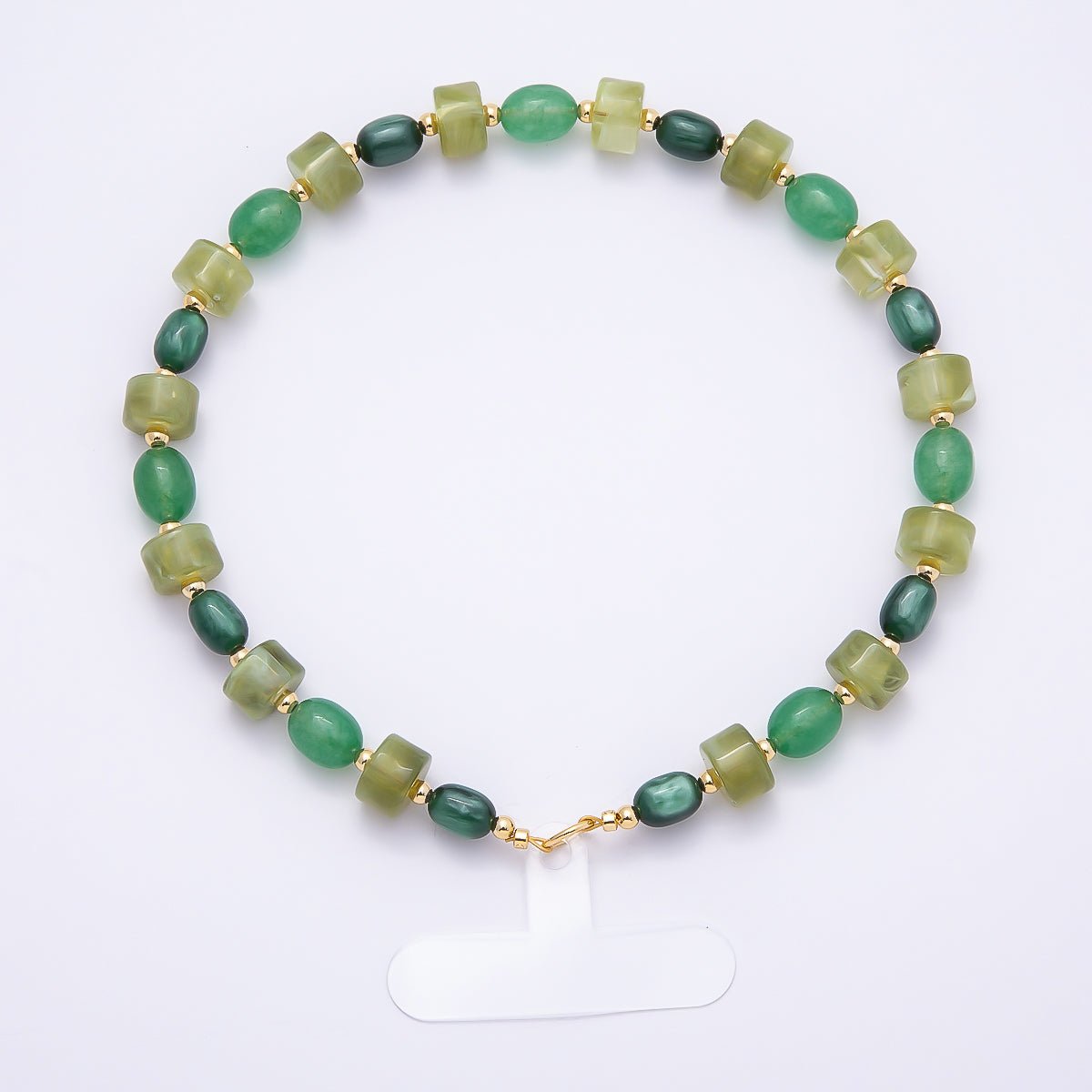 Handmade Green, Red, Pink, Grey, Blue Rondelle Gemstone Phone Lanyard Wristlet | WB - 00332 ~ WB - 00340 - DLUXCA