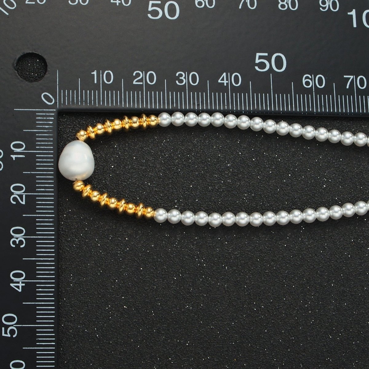 Handmade Imitation Pearl Beaded Chain Necklace with Freshwater Pearl Charm 16.14 Inch with Extender | WA2577 - DLUXCA