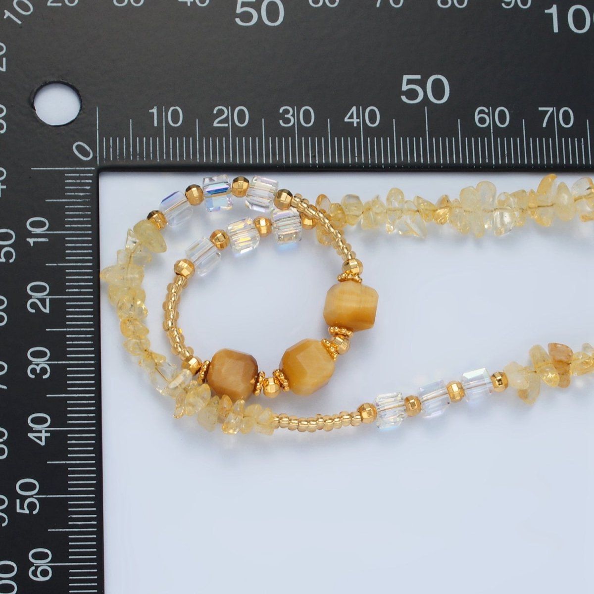 Handmade Orange Yellow Citrine Beaded Chain Necklace 15.94 Inch with Extender | WA2573 - DLUXCA