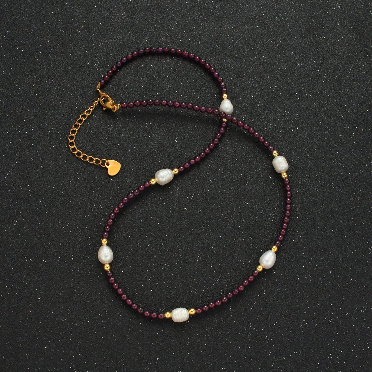 Handmade Purple Amethyst Beaded Chain Necklace with Freshwater Pearl 15.55 Inch with Extender | WA2572 - DLUXCA